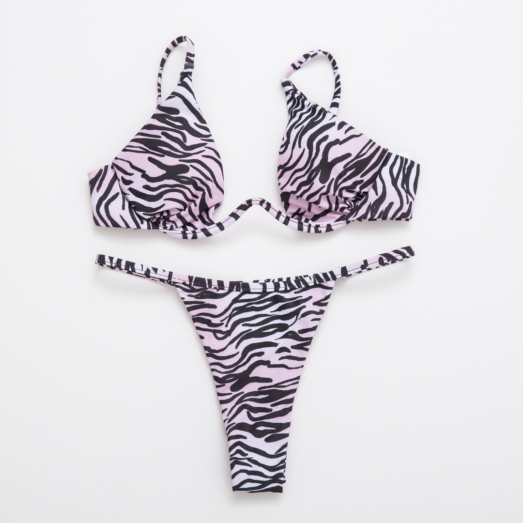 Damen Triangel-Bikini mit schimmerndem Oberteil und verstellbaren Trägern EB