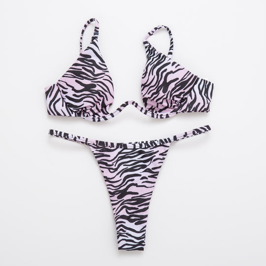 Damen Triangel-Bikini mit schimmerndem Oberteil und verstellbaren Trägern EB