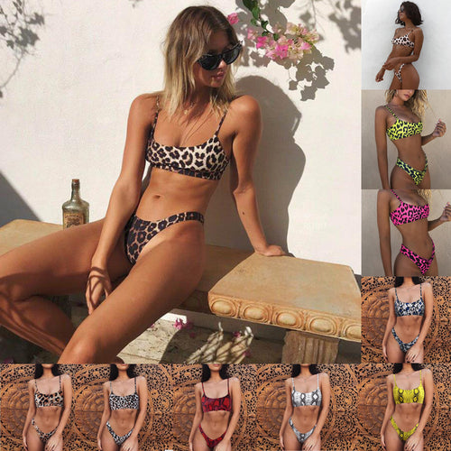 Damen Triangel-Bikini mit Schlangenleder-Muster EB