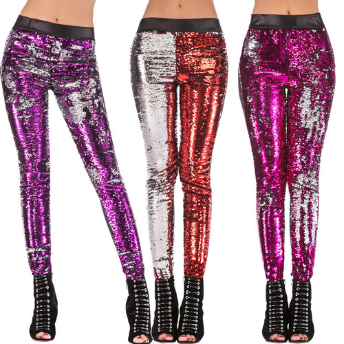Damen Glamouröse Pailletten-Leggings EB