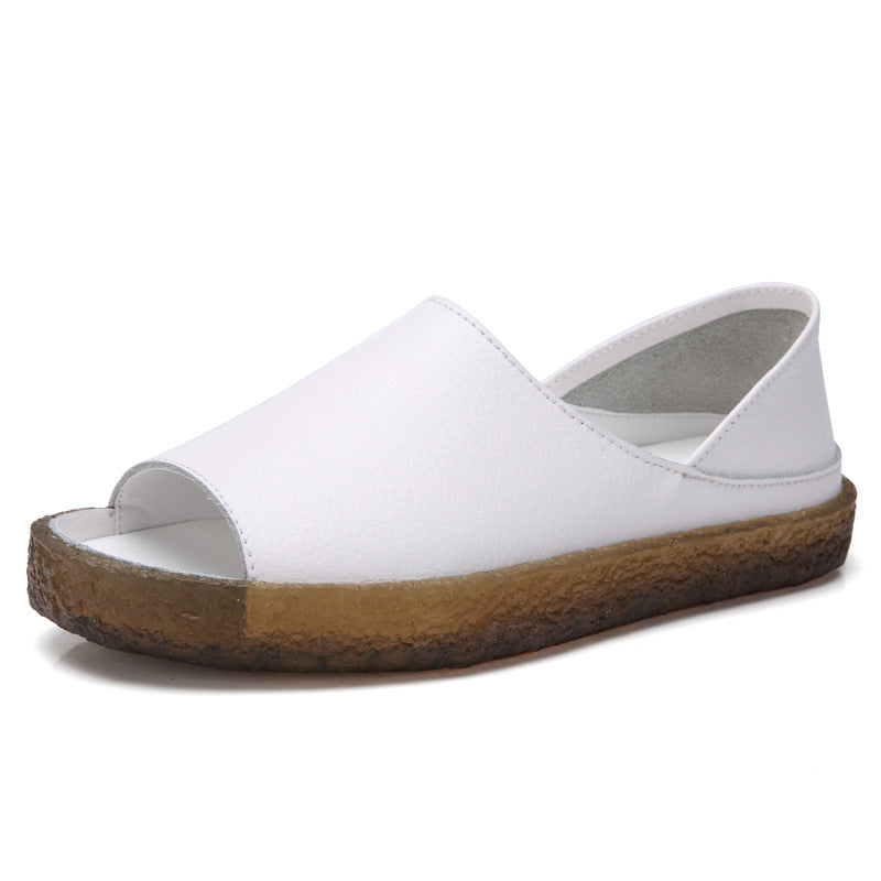 Damen nan perforierte Leder-Sandalette mit offenem Zehenbereich, anatomischem Komfortfußbett und stoßdämpfender Kautschuksohle EB