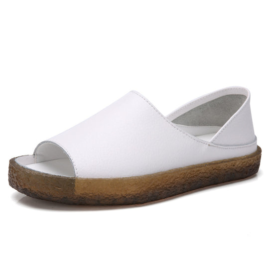 Damen nan perforierte Leder-Sandalette mit offenem Zehenbereich, anatomischem Komfortfußbett und stoßdämpfender Kautschuksohle EB