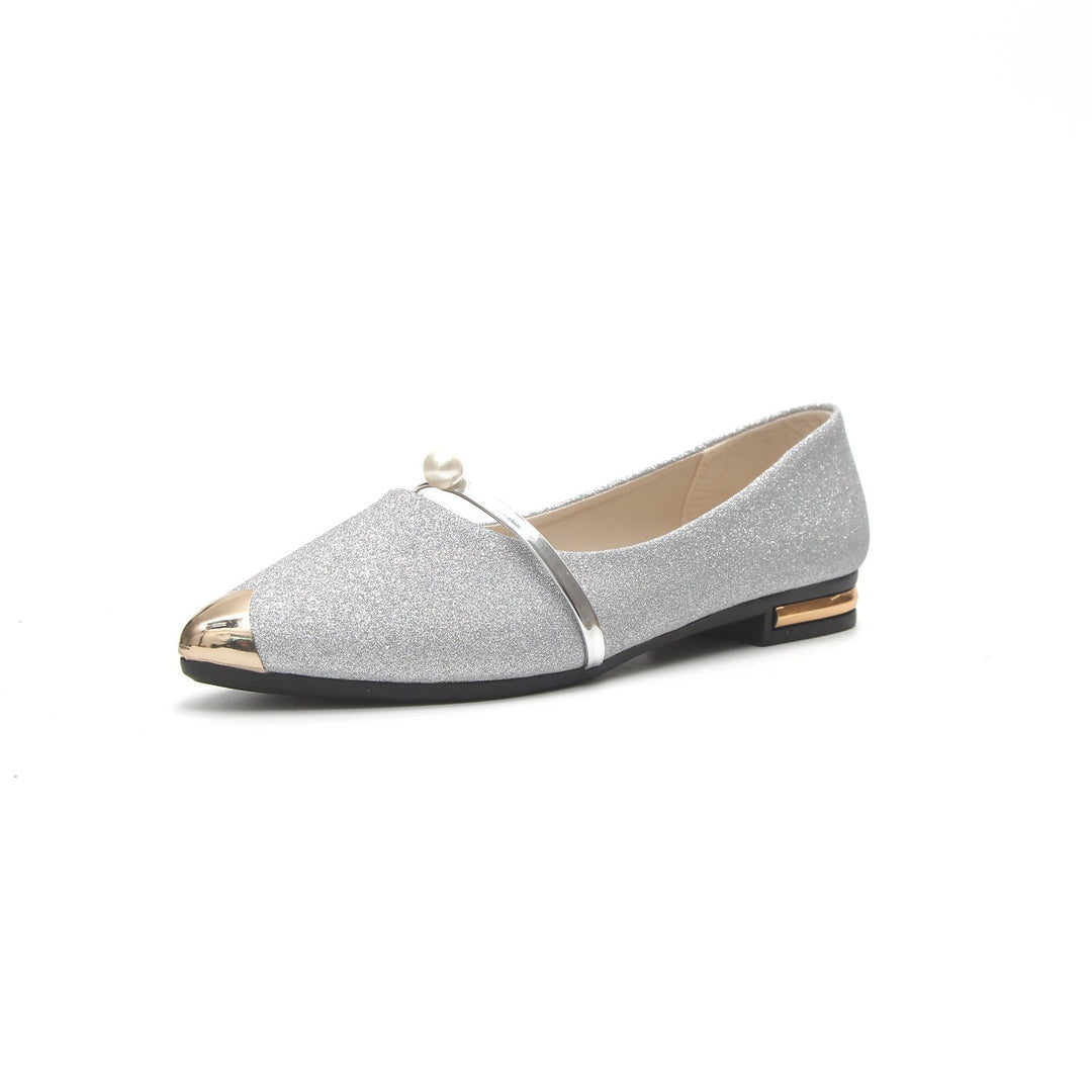 Damen Elegante Slipper mit funkelndem Obermaterial und modischem Perlenschmuck EB