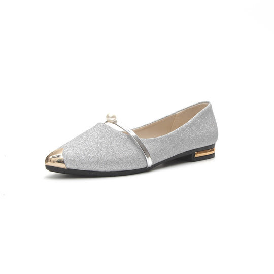 Damen Elegante Slipper mit funkelndem Obermaterial und modischem Perlenschmuck EB