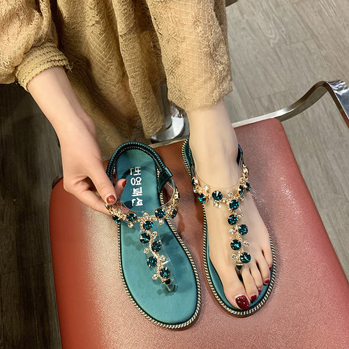 Damen Strandsandalen mit funkelnden Akzenten und gepolsterter Innensohle EB