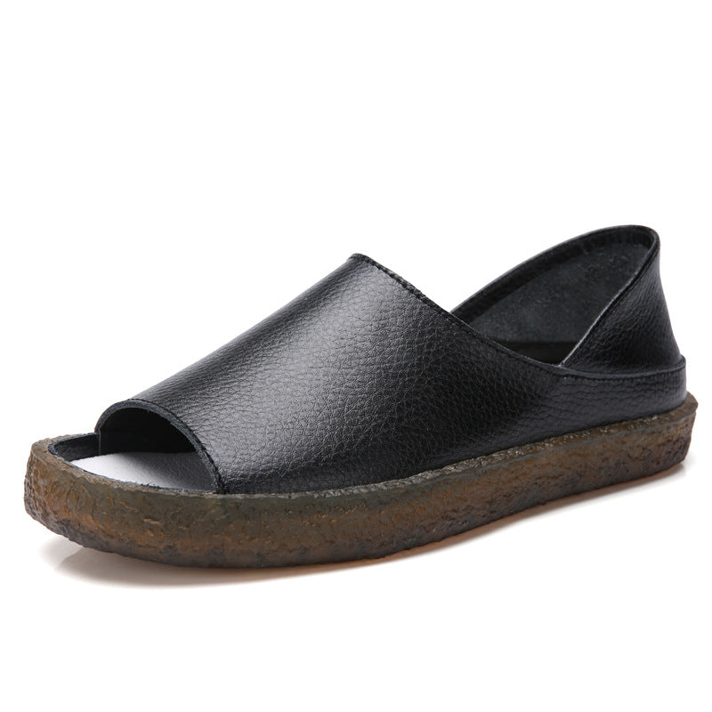 Damen nan perforierte Leder-Sandalette mit offenem Zehenbereich, anatomischem Komfortfußbett und stoßdämpfender Kautschuksohle EB