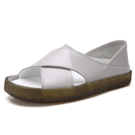 Damen nan perforierte Leder-Sandalette mit offenem Zehenbereich, anatomischem Komfortfußbett und stoßdämpfender Kautschuksohle EB
