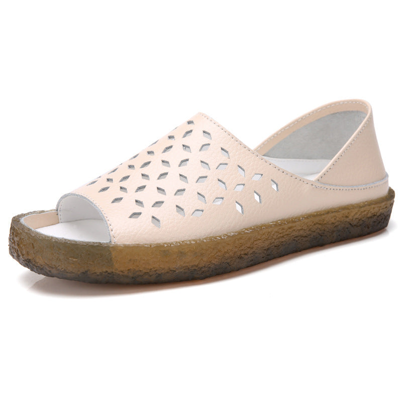 Damen nan perforierte Leder-Sandalette mit offenem Zehenbereich, anatomischem Komfortfußbett und stoßdämpfender Kautschuksohle EB