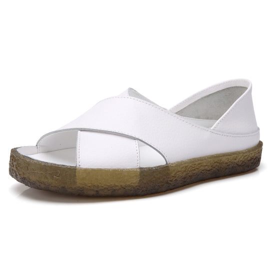 Damen nan perforierte Leder-Sandalette mit offenem Zehenbereich, anatomischem Komfortfußbett und stoßdämpfender Kautschuksohle EB
