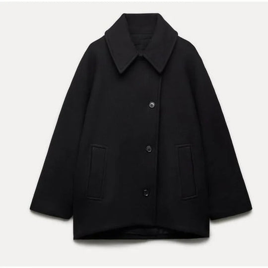 EB | Elegante Jacke in Übergröße mit Gefaltetem Kragen und Taschen für Damen