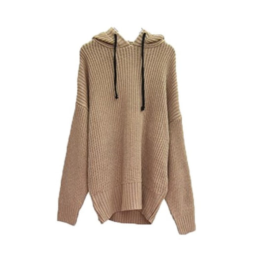 Damen Grobstrickpullover mit Kapuze und weitem Schnitt EB
