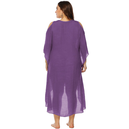 Damen mit floralem Stickdesign Strandüberwurf EB