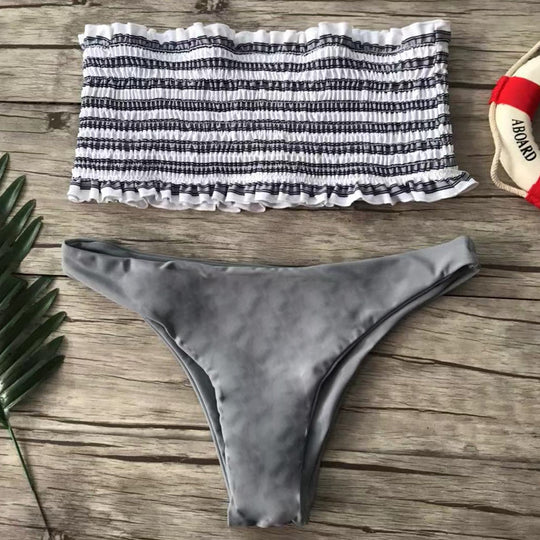 Damen Bandeau-Bikini-Set mit feinem Rüschen-Design EB