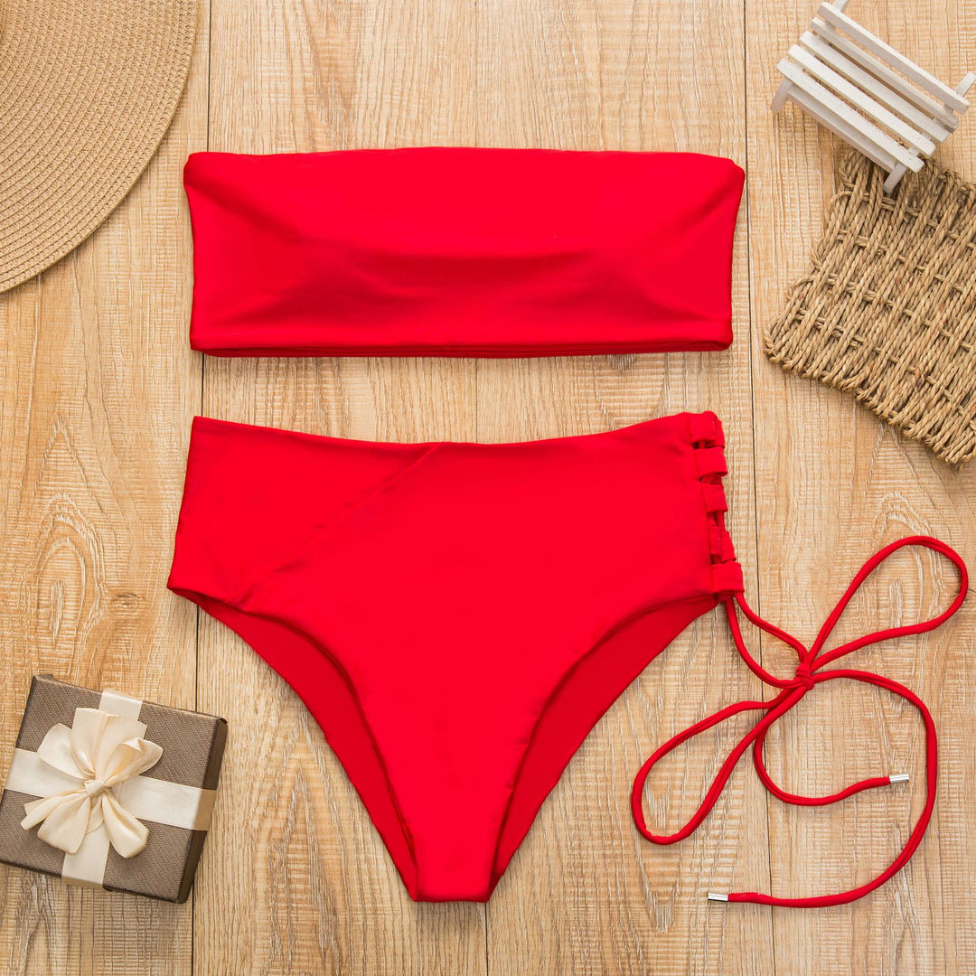 Damen Bandeau-Bikini mit hohem Taillenbund EB