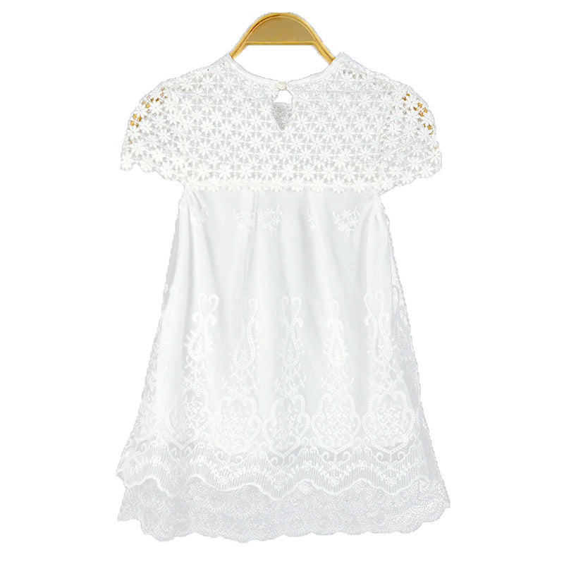 Damen Spitzenkleid mit floralem Design und ausgestelltem Saum EB
