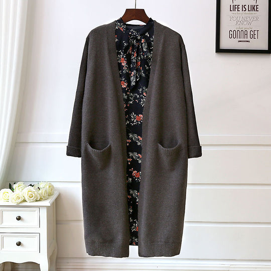 Damen Bequemer Strickcardigan mit Taschen und offenem Schnitt EB