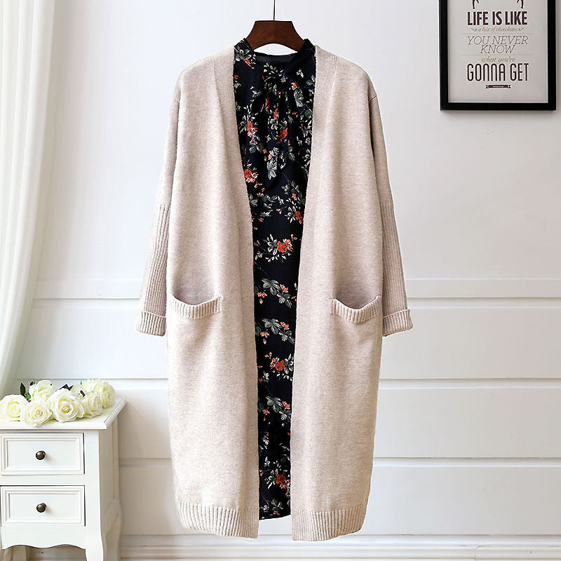 Damen Bequemer Strickcardigan mit Taschen und offenem Schnitt EB