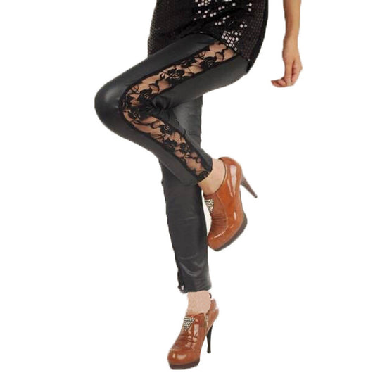 Damen Elegante Leggings mit floralen Spitzenakzenten EB