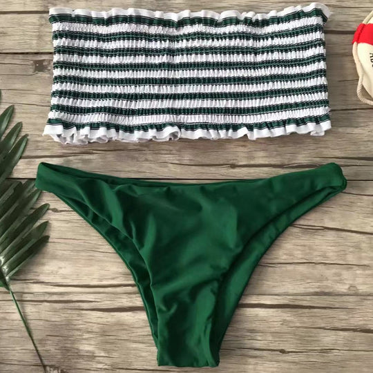 Damen Bandeau-Bikini-Set mit feinem Rüschen-Design EB