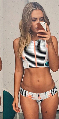 Damen Cropped Badeset mit asymmetrischem Reißverschluss EB