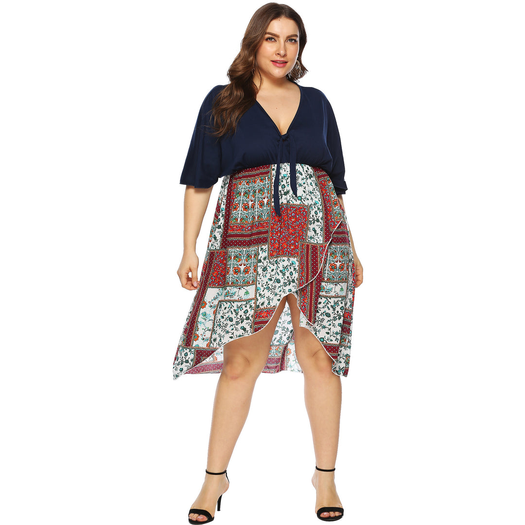 Damen Sommerkleid mit asymmetrischem Saum und floralem Muster EB