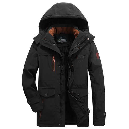 Herren nan gefütterte Winterparka mit Teddyfutter, abnehmbarer Kapuze und multiplen Taschen EB