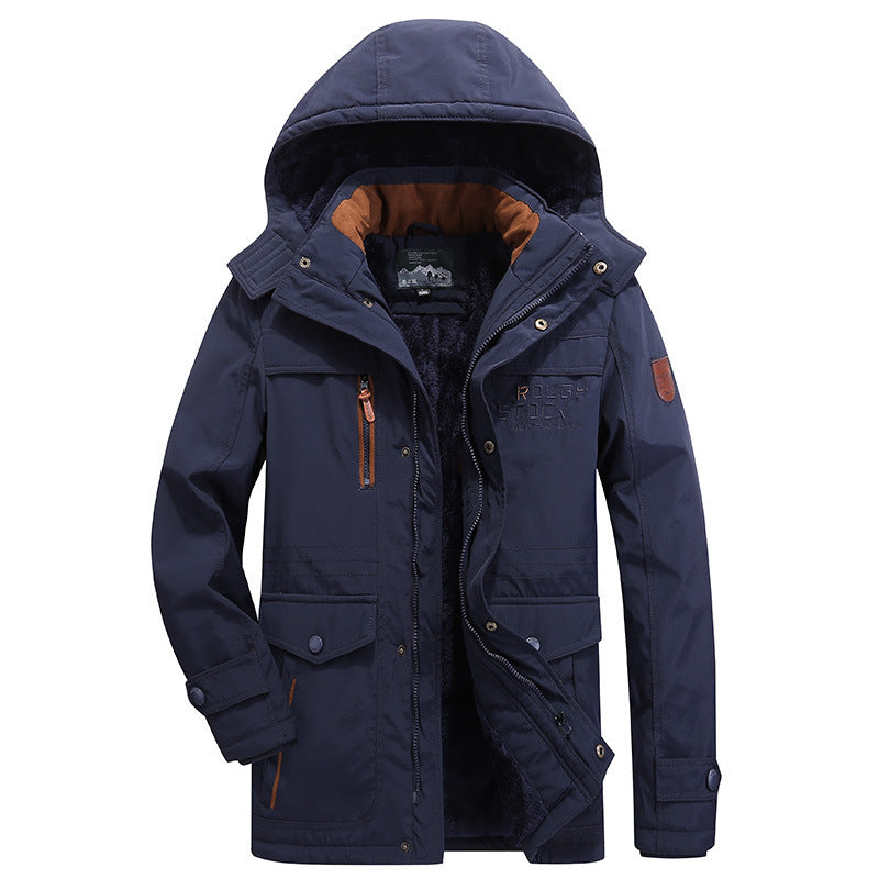 Herren nan gefütterte Winterparka mit Teddyfutter, abnehmbarer Kapuze und multiplen Taschen EB