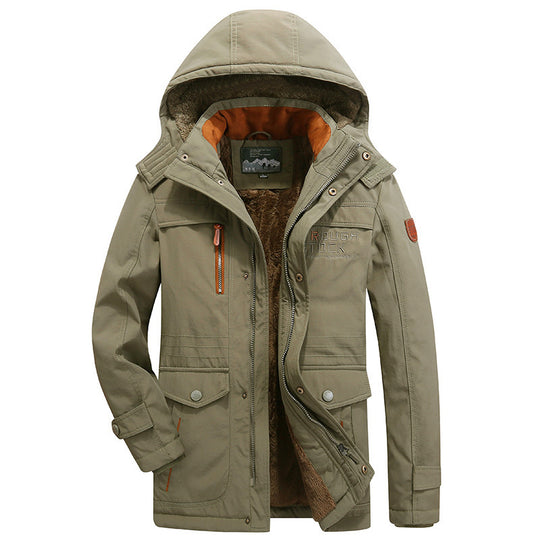 Herren nan gefütterte Winterparka mit Teddyfutter, abnehmbarer Kapuze und multiplen Taschen EB