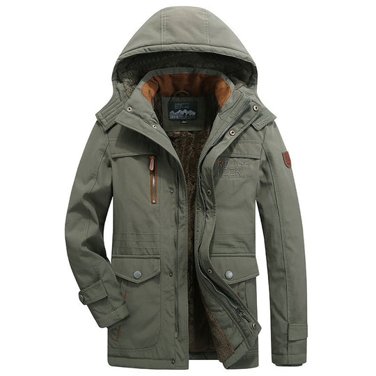 Herren nan gefütterte Winterparka mit Teddyfutter, abnehmbarer Kapuze und multiplen Taschen EB