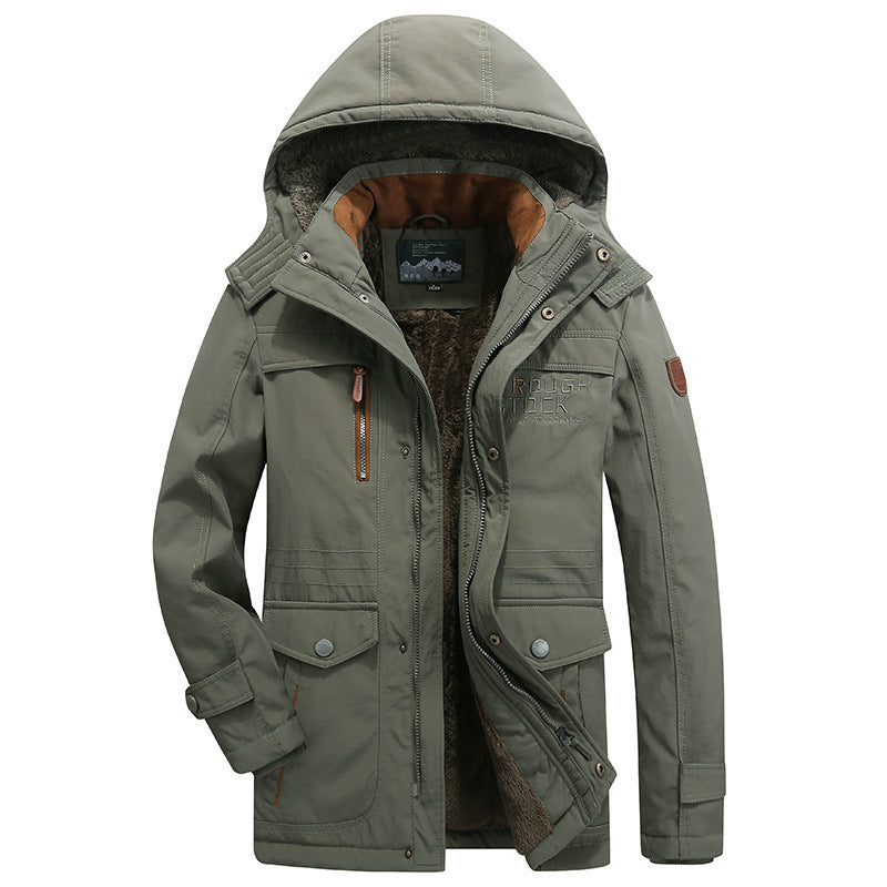 Herren nan gefütterte Winterparka mit Teddyfutter, abnehmbarer Kapuze und multiplen Taschen EB
