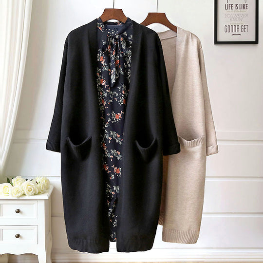 Damen Bequemer Strickcardigan mit Taschen und offenem Schnitt EB