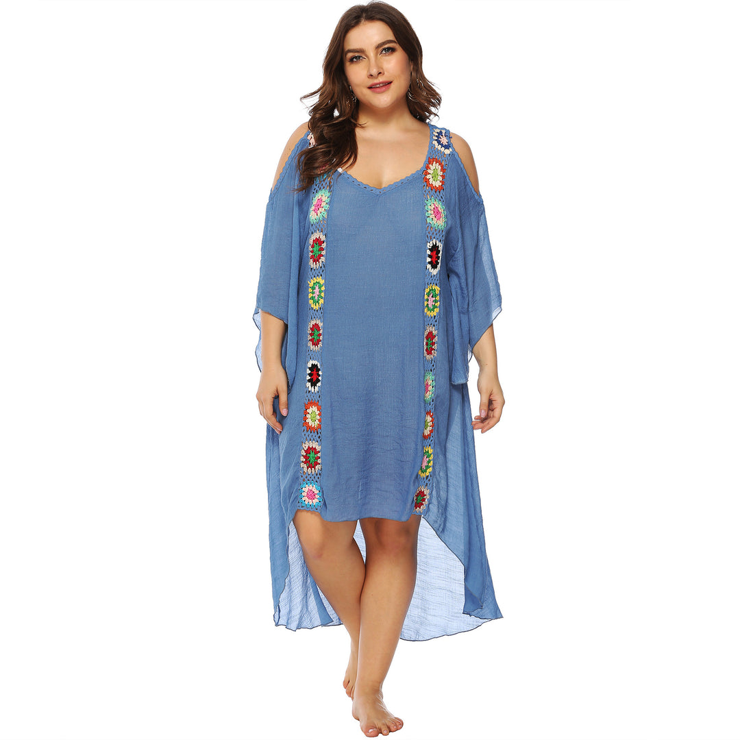 Damen mit floralem Stickdesign Strandüberwurf EB