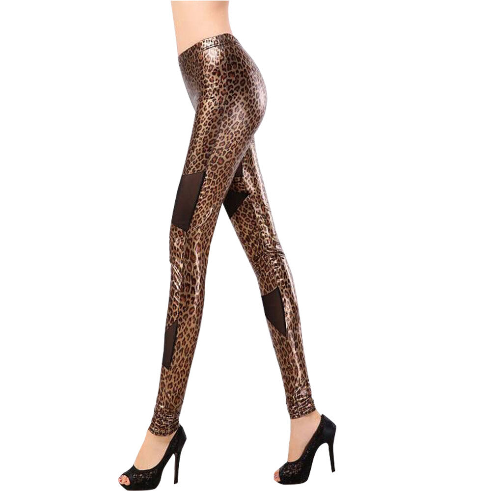 Damen Hochentwickelte Leggings mit Animal-Print und transparenten Einsätzen EB