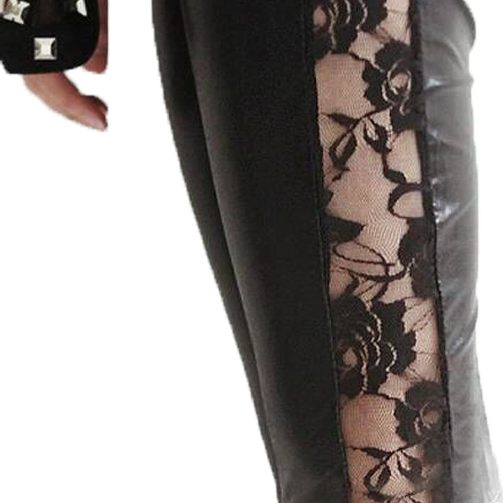 Damen Elegante Leggings mit floralen Spitzenakzenten EB