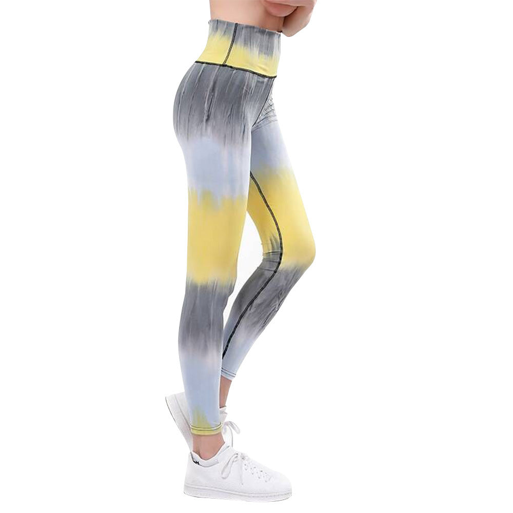 Damen Sportleggings mit hohem Bund und einzigartigem Batikmuster EB