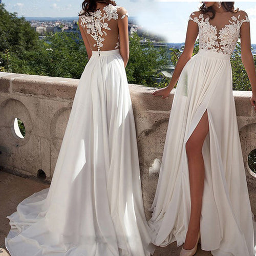 EB | Spitzen-Spalt-Abendkleid