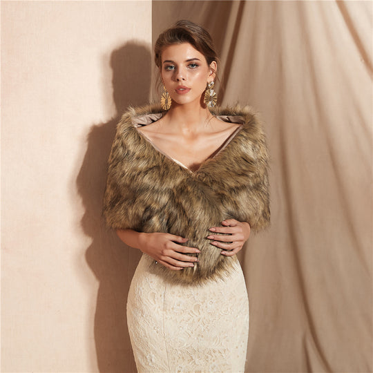 Damen Eleganter Kunstfell Schal EB