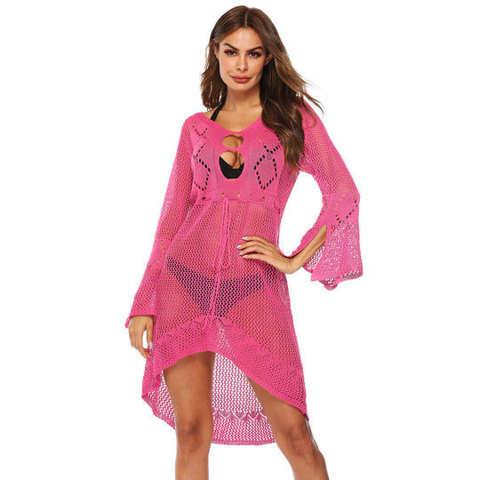 Damen luftiger Strandkimono mit eleganten Häkelmustern EB