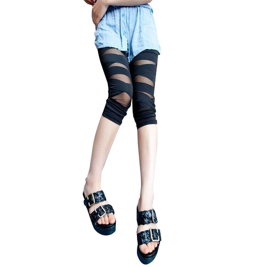 Damen Leggings mit innovativem Twist-Design und transparenten Einsätzen EB