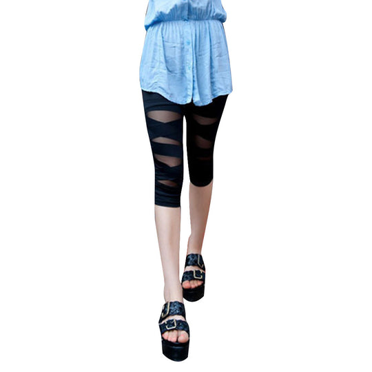 Damen Leggings mit innovativem Twist-Design und transparenten Einsätzen EB