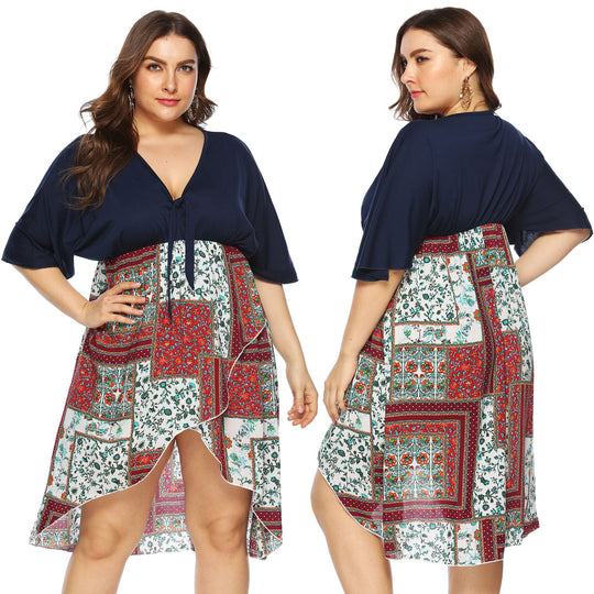 Damen Sommerkleid mit asymmetrischem Saum und floralem Muster EB