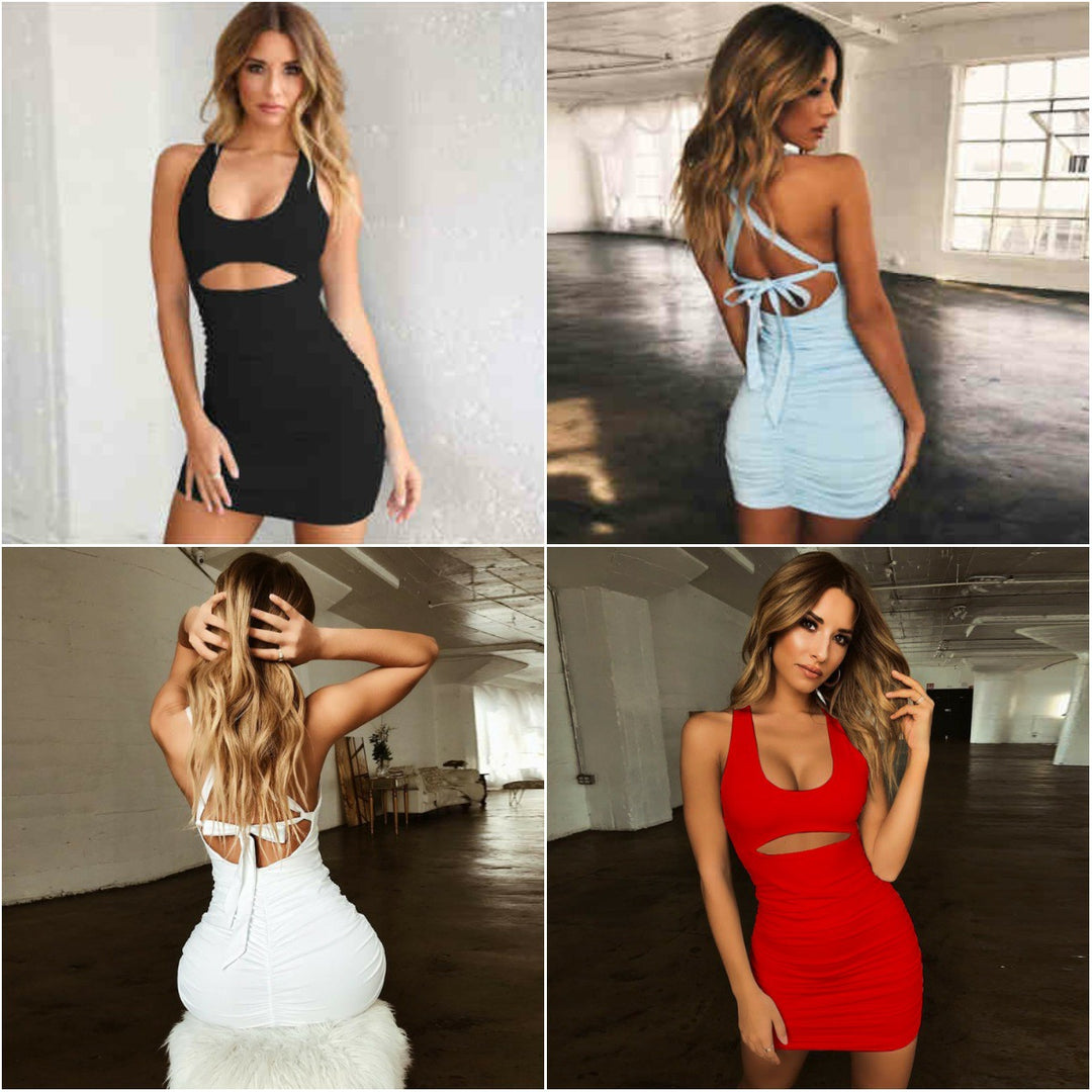 Damen figurbetontes Minikleid mit Ausschnitt EB