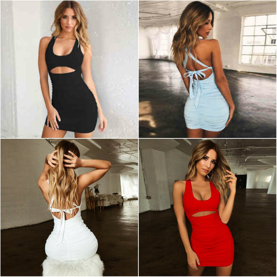 Damen figurbetontes Minikleid mit Ausschnitt EB