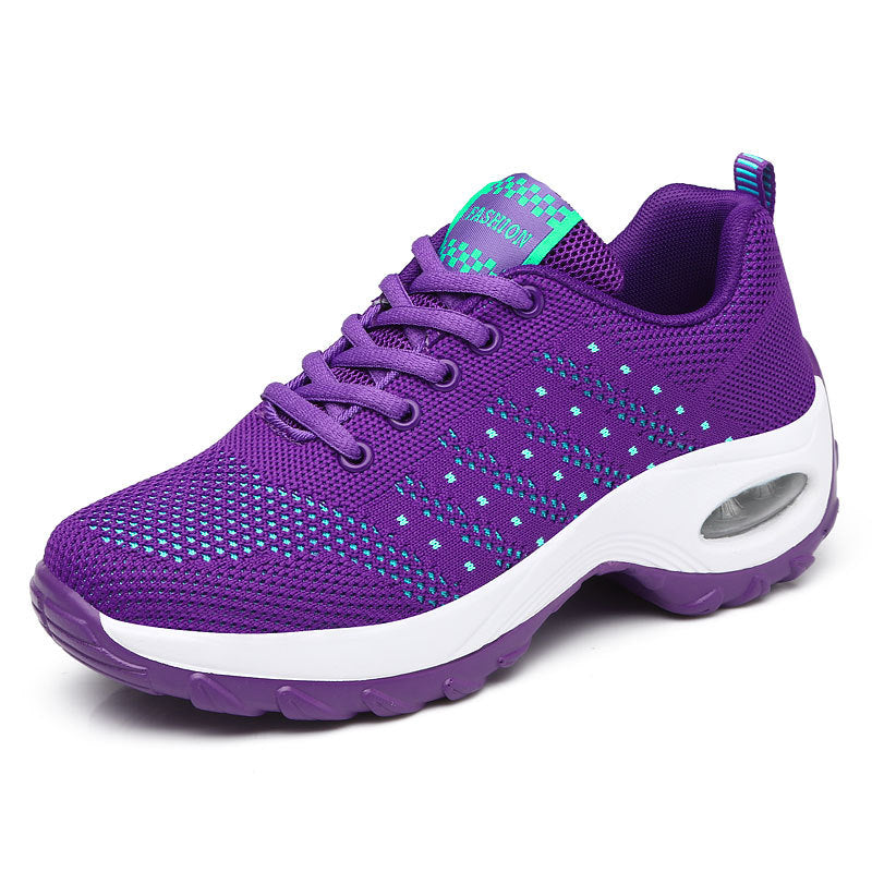 Damen nan leichter Mesh-Komfort-Sneaker mit integrierter Luftfederung, gepolsterter Fersenmanschette und federnder Wellenlaufsohle EB