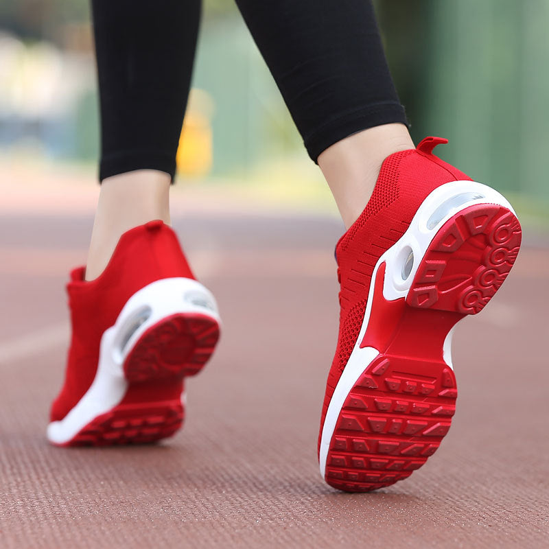 Damen nan leichte Strick-Fitnesssneaker mit sichtbarer Luftkammer-Dämpfung und viskoelastischer Innensohle EB