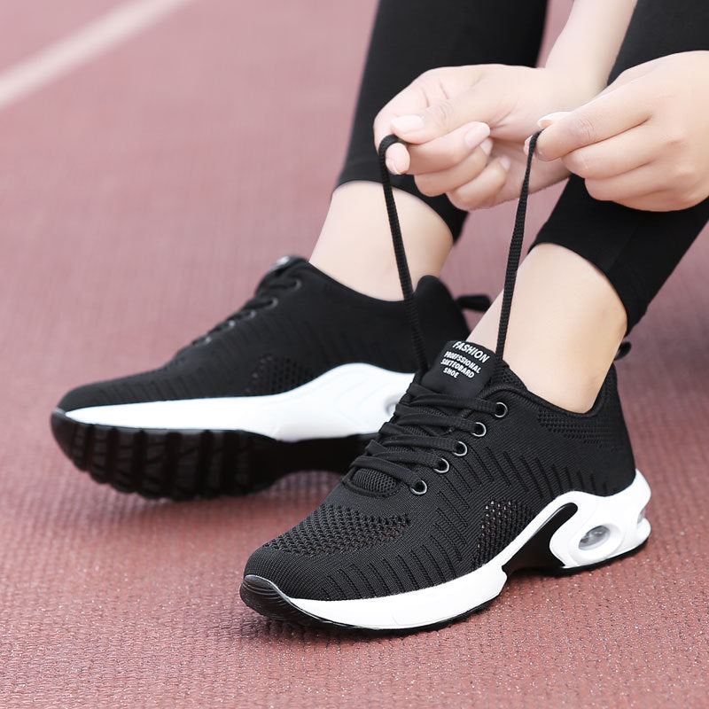 Damen nan leichte Strick-Fitnesssneaker mit sichtbarer Luftkammer-Dämpfung und viskoelastischer Innensohle EB