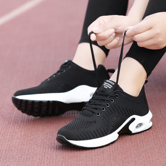 Damen nan leichte Strick-Fitnesssneaker mit sichtbarer Luftkammer-Dämpfung und viskoelastischer Innensohle EB