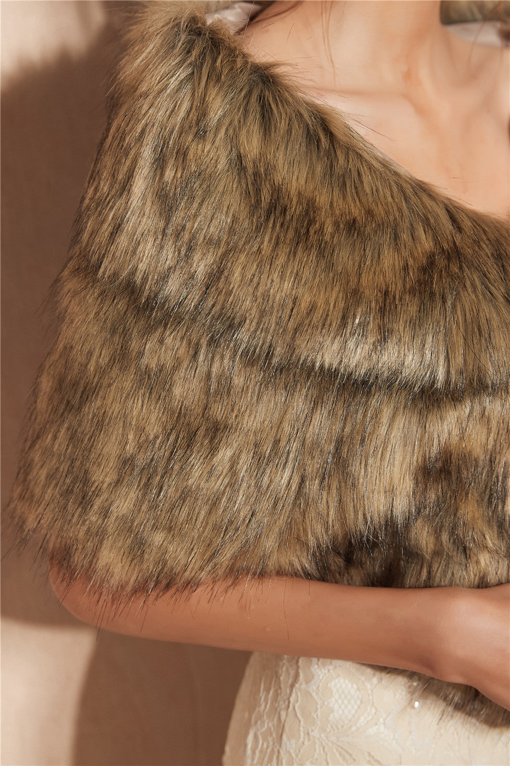 Damen Eleganter Kunstfell Schal EB