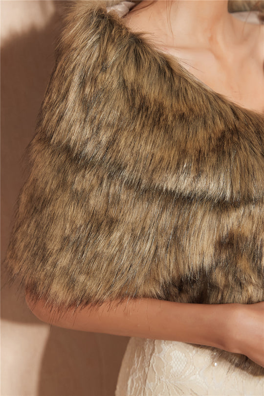 Damen Eleganter Kunstfell Schal EB