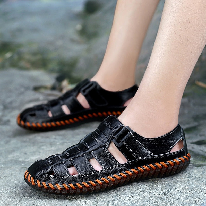 Herren Komfortable Leder-Sandalen mit individuell anpassbarem Riemen EB